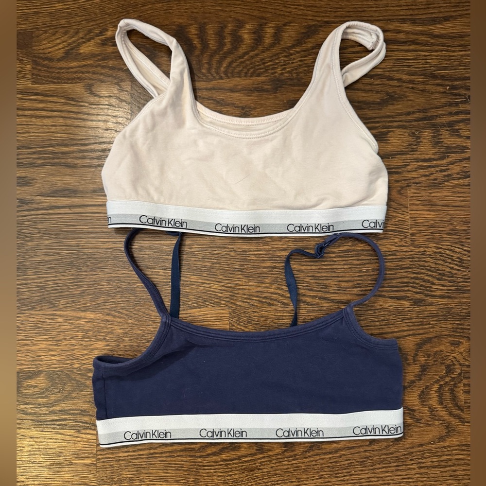 Calvin Klein Girls bralettes Light Pink & Navy Blue Size L 10/12